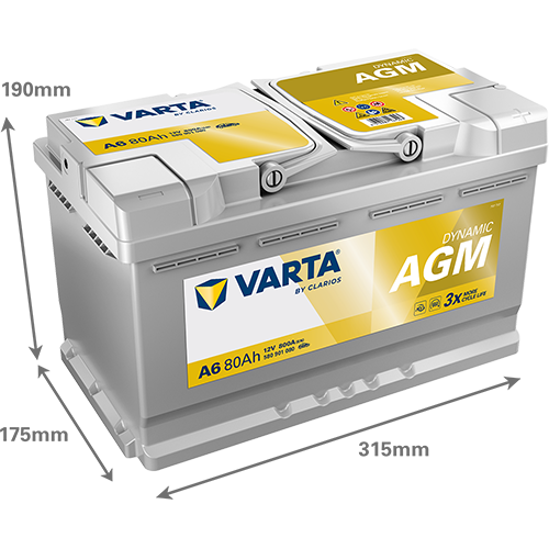A6 12 V 80AH 800A(EN) VARTA AGM START-STOP  L4B