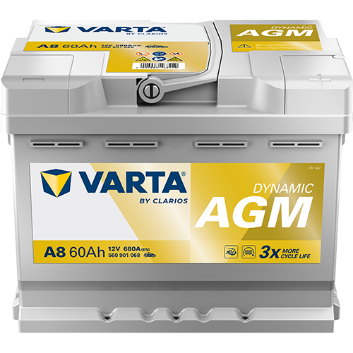 12 V 60AH 680A(EN) VARTA AGM START-STOP AKÜ EXTREME CCA BATTERY GERMANY L2