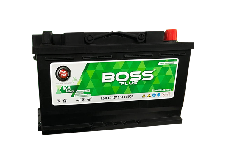 12 V 80AH 800A(EN) BOSS AGM START-STOP AKÜ EXTREME CCA BATTERY KOREAN TECH L4B
